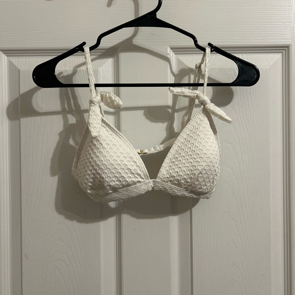 Elegant White Textured Bikini Top